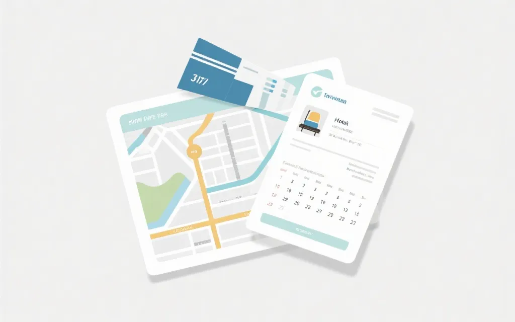 比赛日与机票酒店时间节点的可视化日历,桌面计划与城市交通线路图